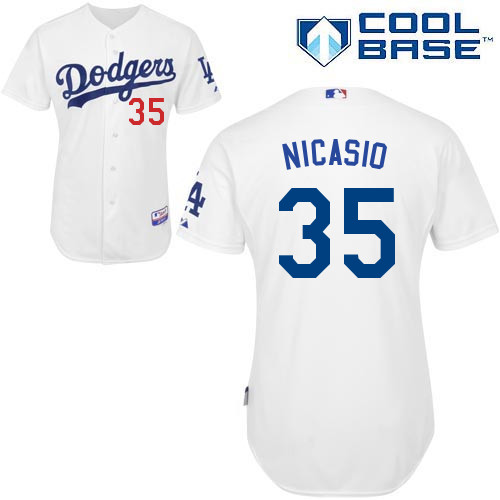 Juan Nicasio #35 mlb Jersey-L A Dodgers Women's Authentic Home White Cool Base Baseball Jersey